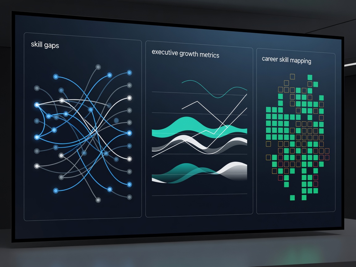 Data dashboard highlighting skill gaps and executive growth metrics