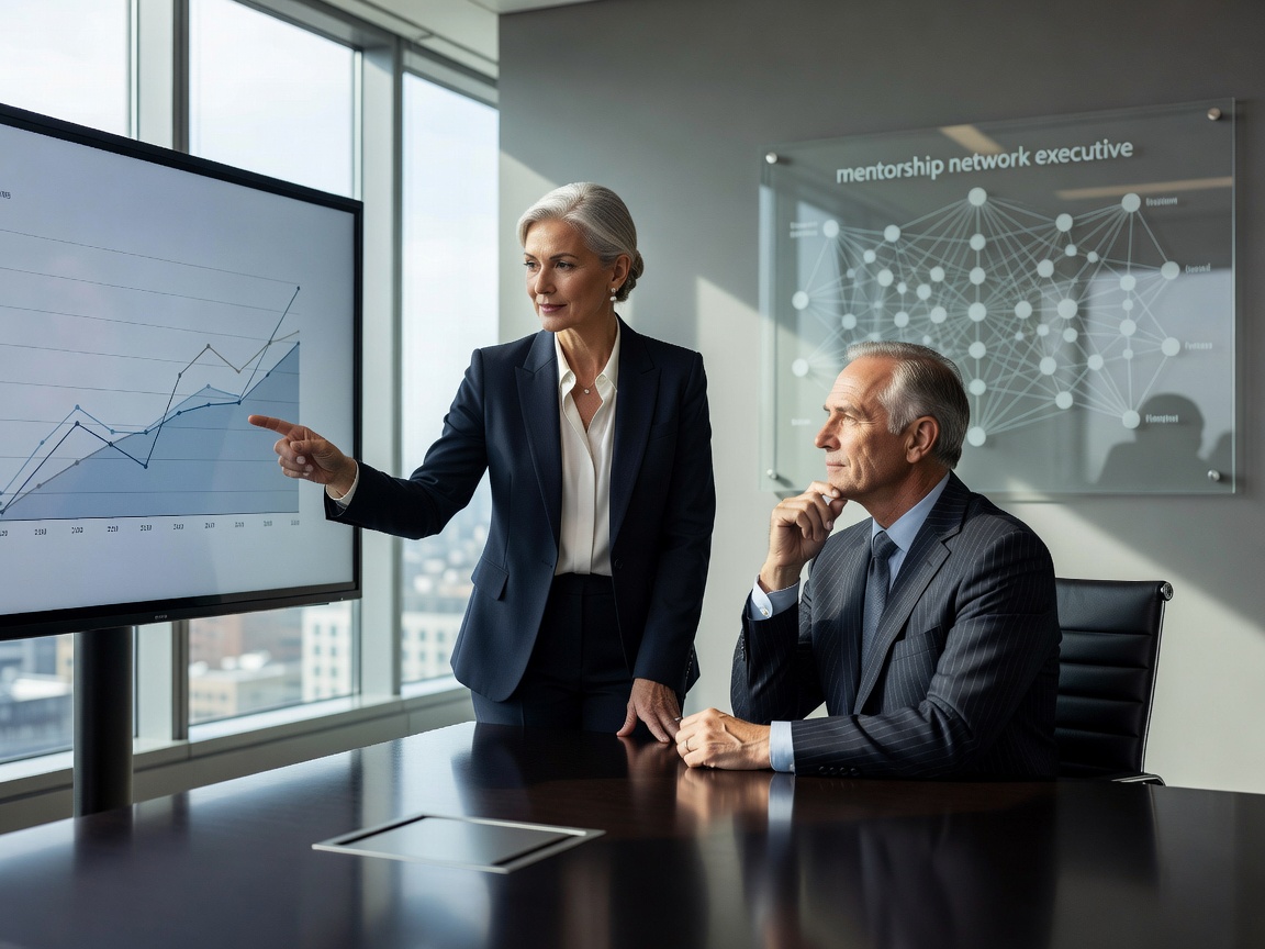Executive career mentor guiding a senior professional during milestone review